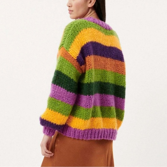 FRNCH knitted color striped chunky sweater Size Medium - Picture 2 of 8